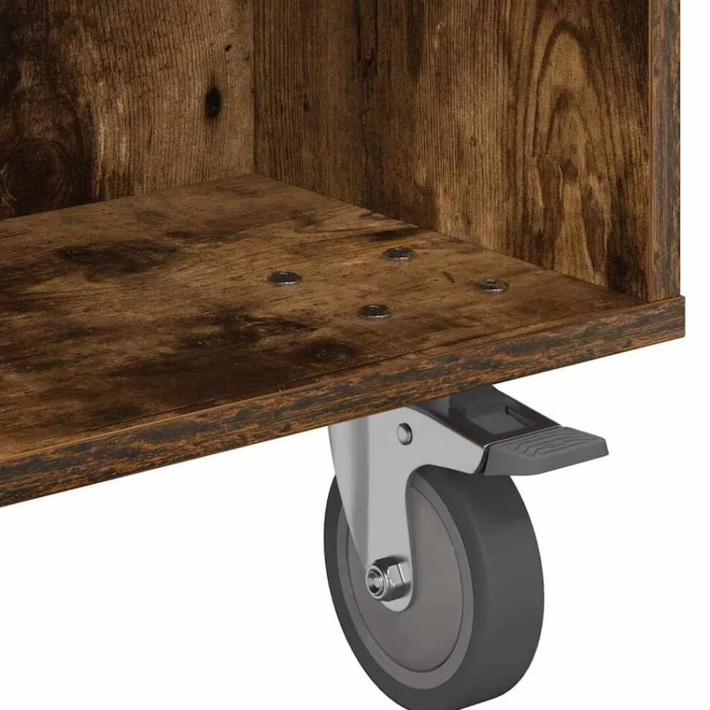vidaXL Mesa Lateral con Ruedas 90 x 50 x 30 cm Roble ahumado Outlet