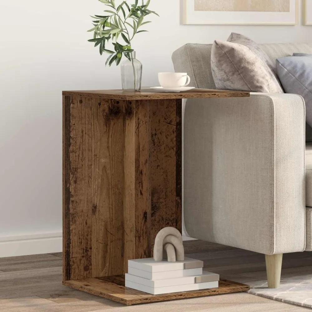 vidaXL Mesa lateral Madera vieja 45 x 40 x 62,5 cm Madera envejecida