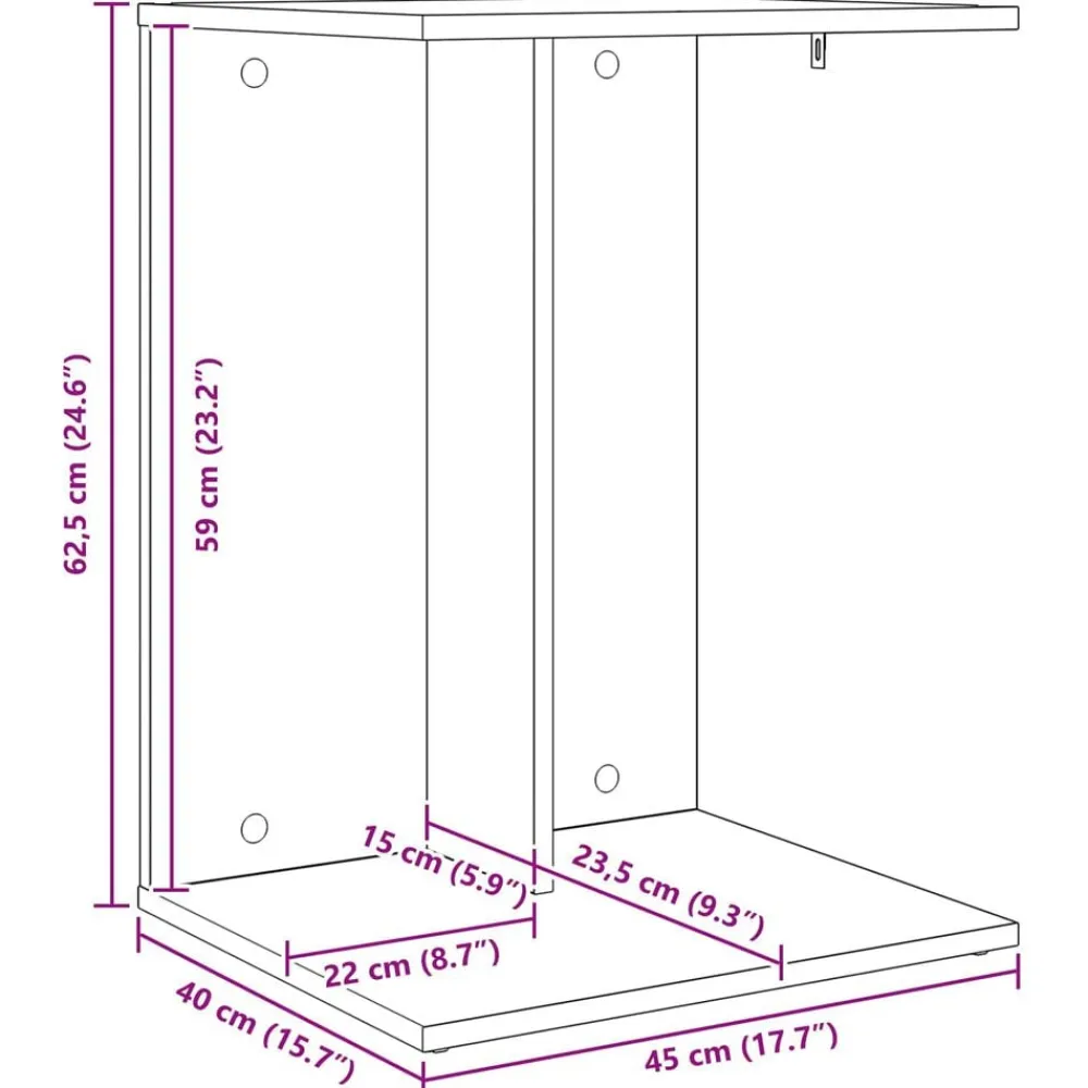 vidaXL Mesa lateral Madera vieja 45 x 40 x 62,5 cm Madera envejecida