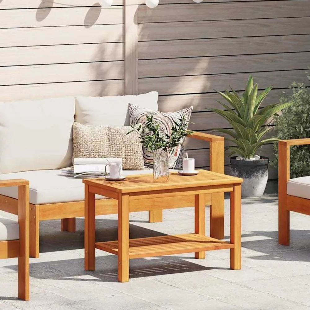 vidaXL Mesa lateral Marrón 70 x 40 x 45 cm Madera de Acacia Sólida Marrón Outlet