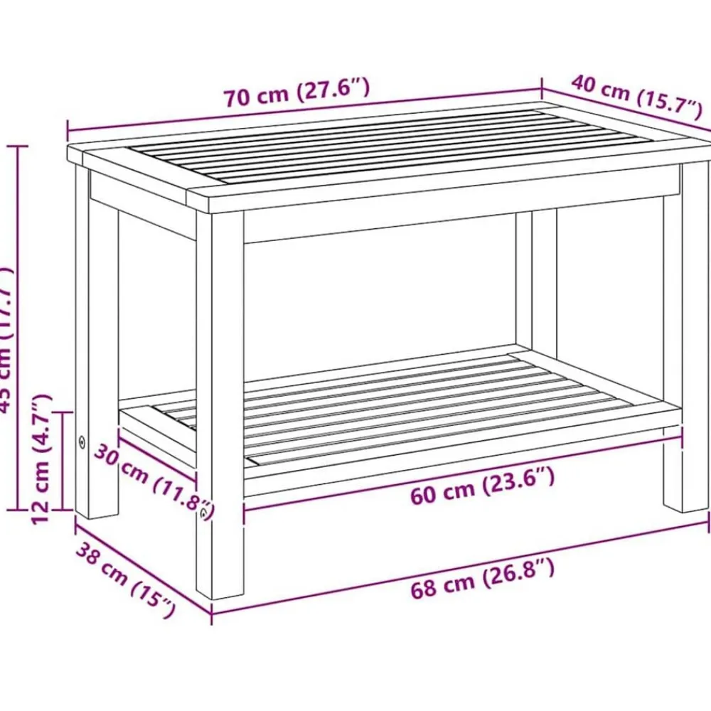 vidaXL Mesa lateral Marrón 70 x 40 x 45 cm Madera de Acacia Sólida Marrón Outlet