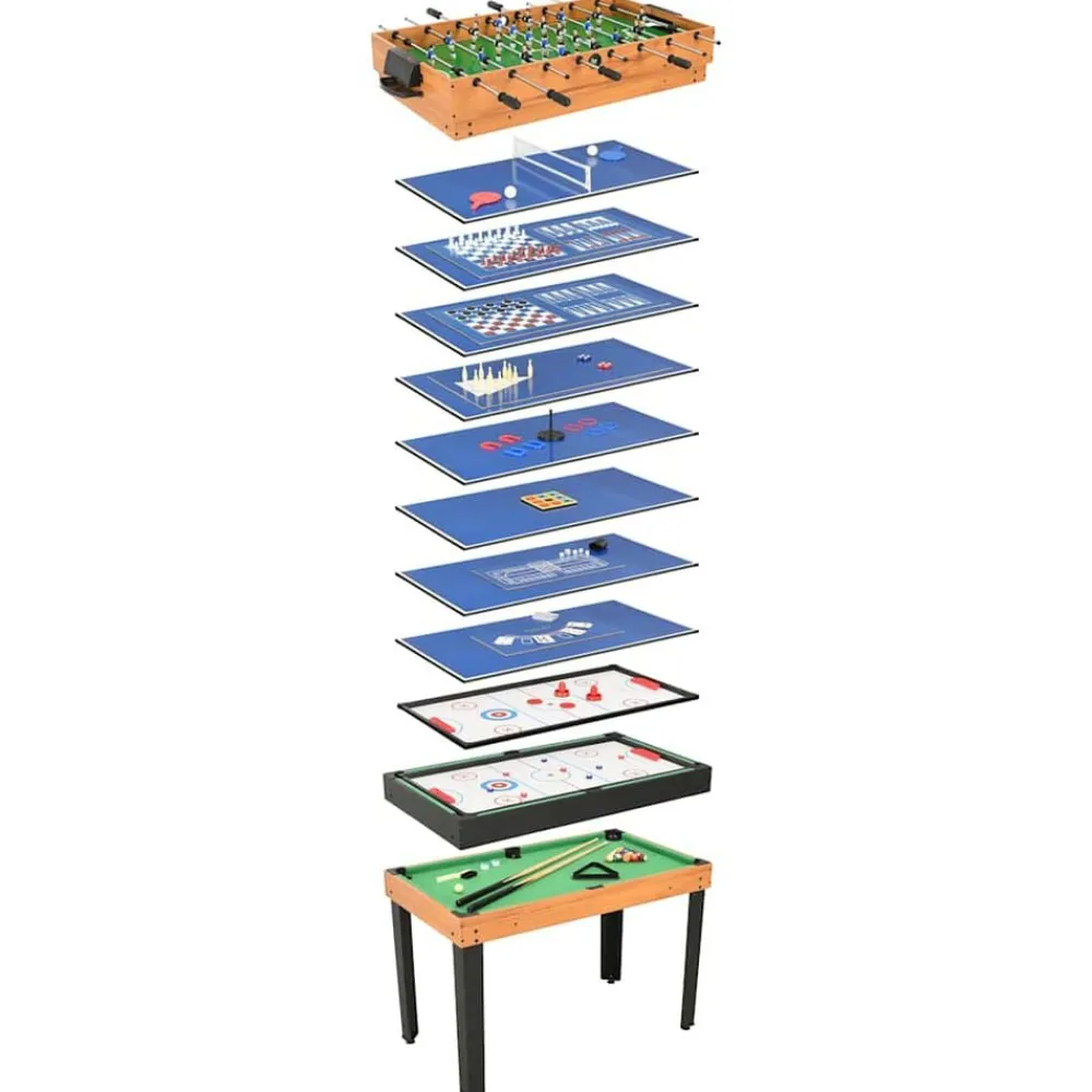 vidaXL Juegos De Interior-Mesa multijuegos 15 en 1 color arce 121x61x82 cm