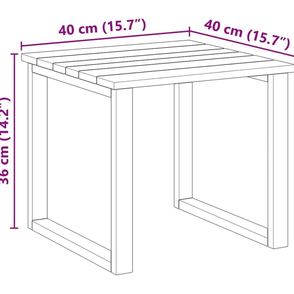 vidaXL Muebles De Jardín-Mesa Natural 40 x 40 x 36 cm Madera de pino impregnada