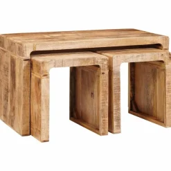 vidaXL Mesas-Mesa Nido 3 pcs Marrón Madera de mango maciza