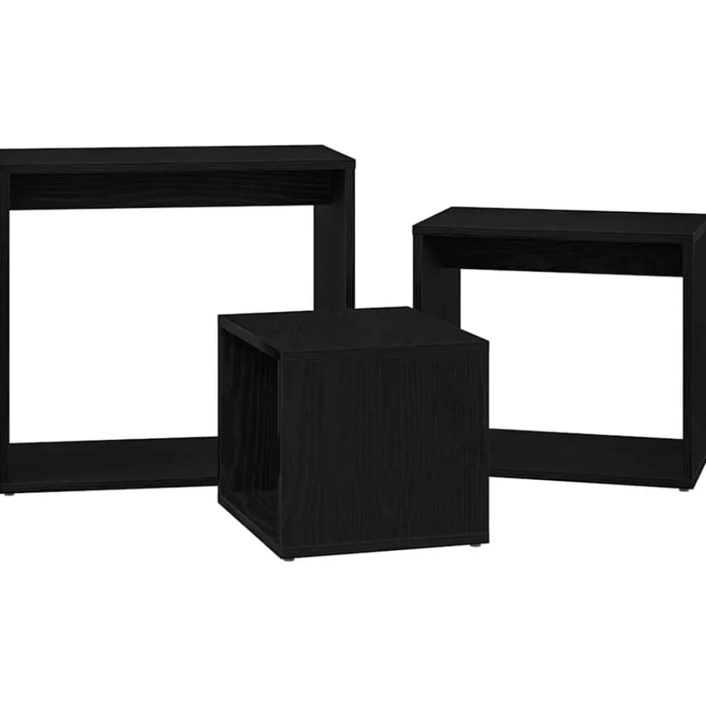 vidaXL Mesa Nido 3 pcs Madera de ingeniería Roble negro Sale
