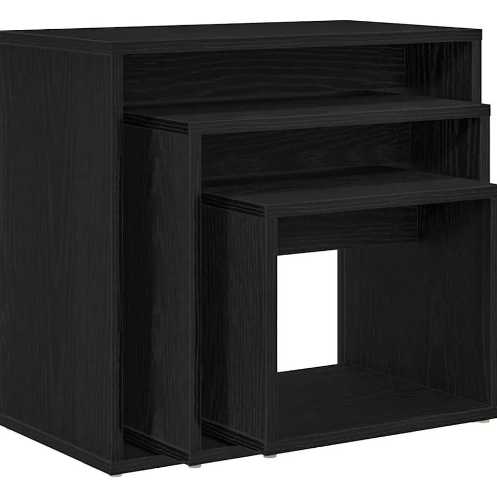 vidaXL Mesa Nido 3 pcs Madera de ingeniería Roble negro Sale
