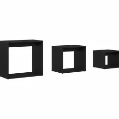 vidaXL Mesa Nido 3 pcs Madera de ingeniería Roble negro Sale