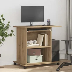 vidaXL Mesa ordenador madera contrachapada roble artesanal 80x50x75cm Roble artisan Hot