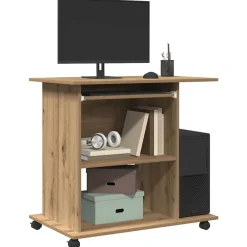 vidaXL Mesa ordenador madera contrachapada roble artesanal 80x50x75cm Roble artisan Hot