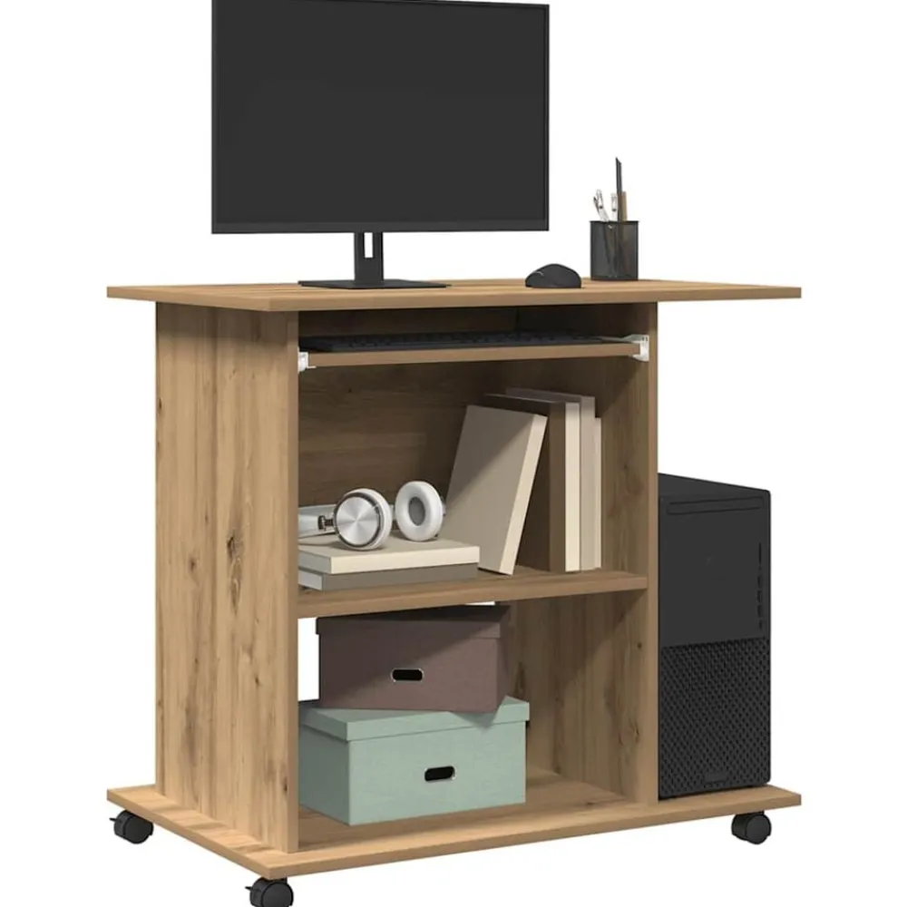 vidaXL Mesa ordenador madera contrachapada roble artesanal 80x50x75cm Roble artisan Hot