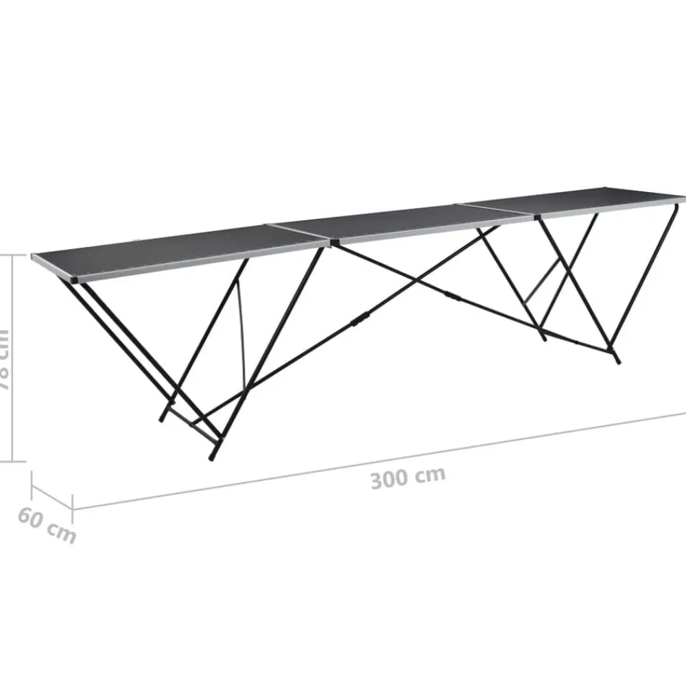 vidaXL Mesa para empapelar plegable de MDF y aluminio 300x60x78 cm