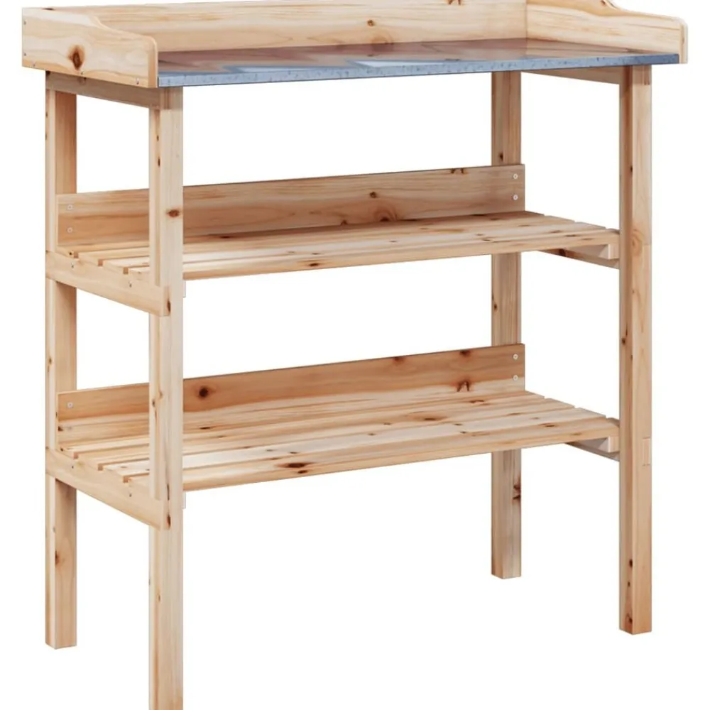 vidaXL Mesa para plantas con estantes madera maciza abeto 78x38x82,5cm Natural Discount