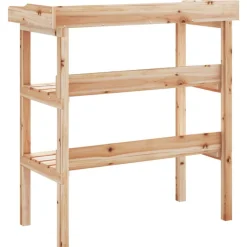 vidaXL Mesa para plantas con estantes madera maciza abeto 78x38x82,5cm Natural Discount