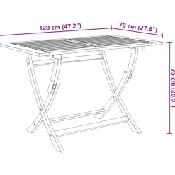 vidaXL Mesa plegable de jardín madera maciza de acacia 120x70x75 cm Marrón Clearance