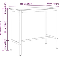 vidaXL Mesas-Mesa 100 x 50 x 90,5 cm