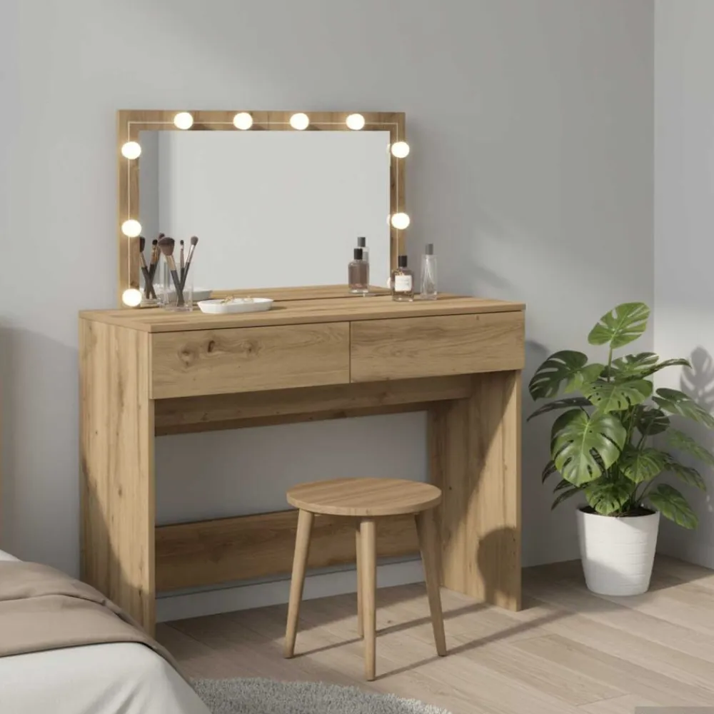 vidaXL Mesa Tocador con cajón 100 x 40 x 120 cm Roble artesanal Best