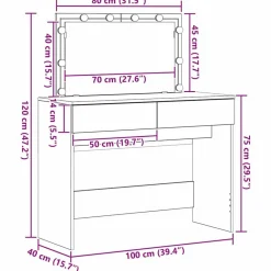 vidaXL Mesa Tocador con cajón 100 x 40 x 120 cm Roble artesanal Best