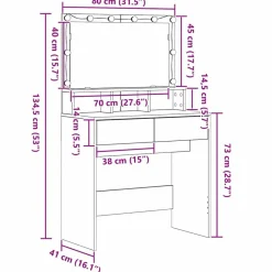 vidaXL Armarios Y Almacenamiento-Mesa Tocador con cajón Madera vieja 80 x 41 x 134,5 cm
