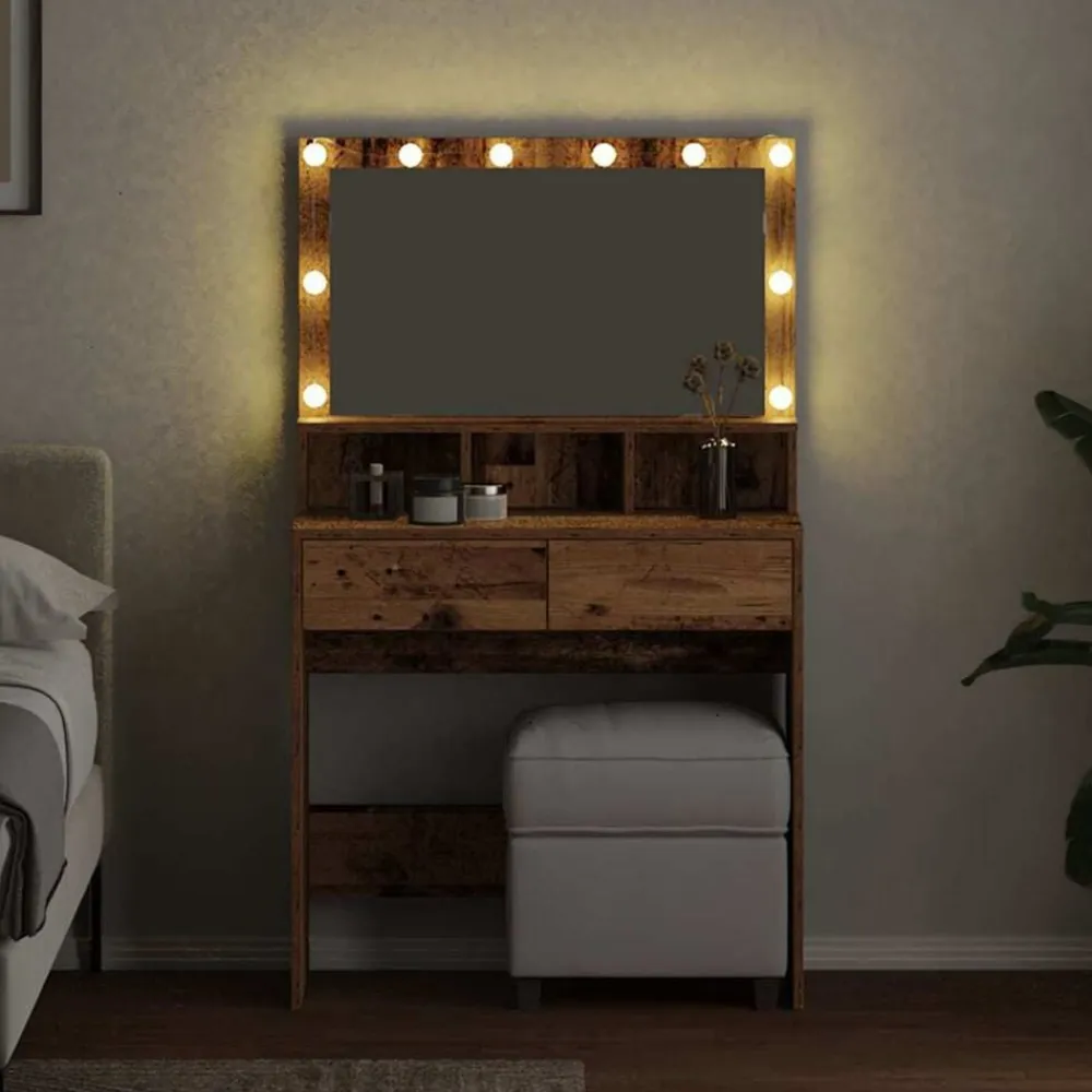vidaXL Armarios Y Almacenamiento-Mesa Tocador con cajón Madera vieja 80 x 41 x 134,5 cm