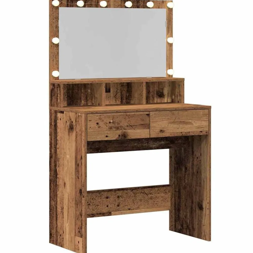 vidaXL Armarios Y Almacenamiento-Mesa Tocador con cajón Madera vieja 80 x 41 x 134,5 cm
