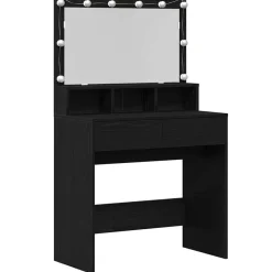 vidaXL Mesa Tocador con luces de espejo 80 x 41 x 134,5 cm Roble negro Sale