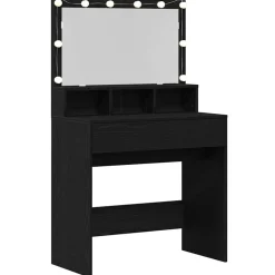 vidaXL Mesa Tocador con luces de espejo 80 x 41 x 134,5 cm Roble negro Sale