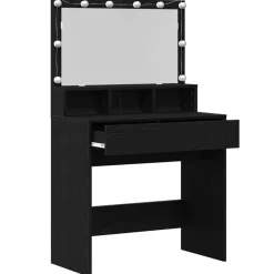 vidaXL Mesa Tocador con luces de espejo 80 x 41 x 134,5 cm Roble negro Sale