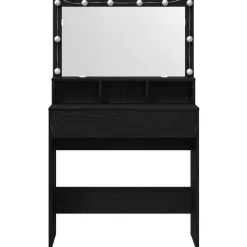 vidaXL Mesa Tocador con luces de espejo 80 x 41 x 134,5 cm Roble negro Sale