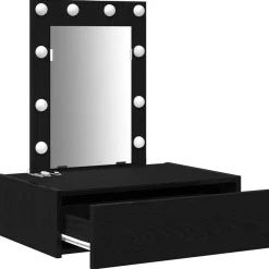 vidaXL Mesa Tocador Negro 60 x 40 x 70 cm Madera de ingeniería Roble negro Clearance