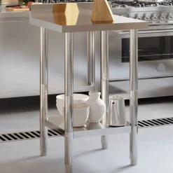 vidaXL Restauración-Mesa trabajo cocina y salpicadero acero inoxidable 55x55x93 cm