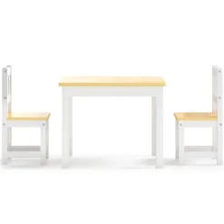 vidaXL Mesa y silla infantil 3 pzas MDF Blanco y beige Hot