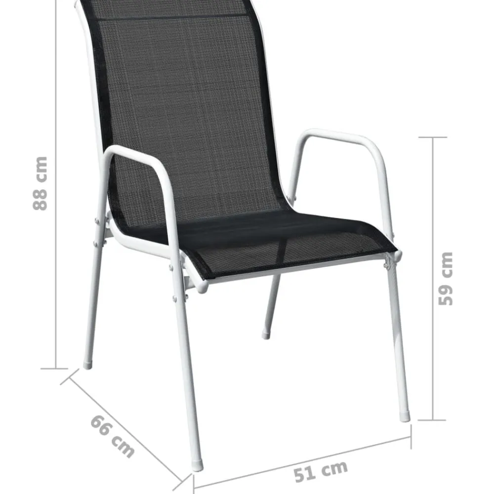 vidaXL Muebles De Jardín-Mesa y sillas bistró de jardín 3 piezas acero negro