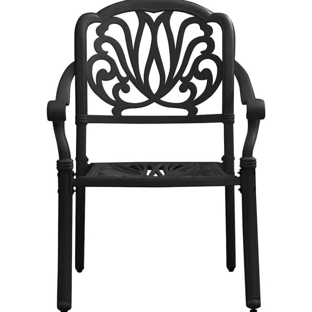vidaXL Mesa y sillas de bistró 3 piezas aluminio fundido Negro Clearance