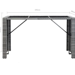 vidaXL Mesa y sillas de bar jardín 7 pzas cojines ratán sintético Gris Clearance