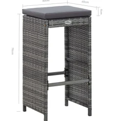 vidaXL Mesa y sillas de bar jardín 7 pzas cojines ratán sintético Gris Clearance