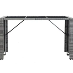 vidaXL Mesa y sillas de bar jardín 7 pzas cojines ratán sintético Gris Clearance