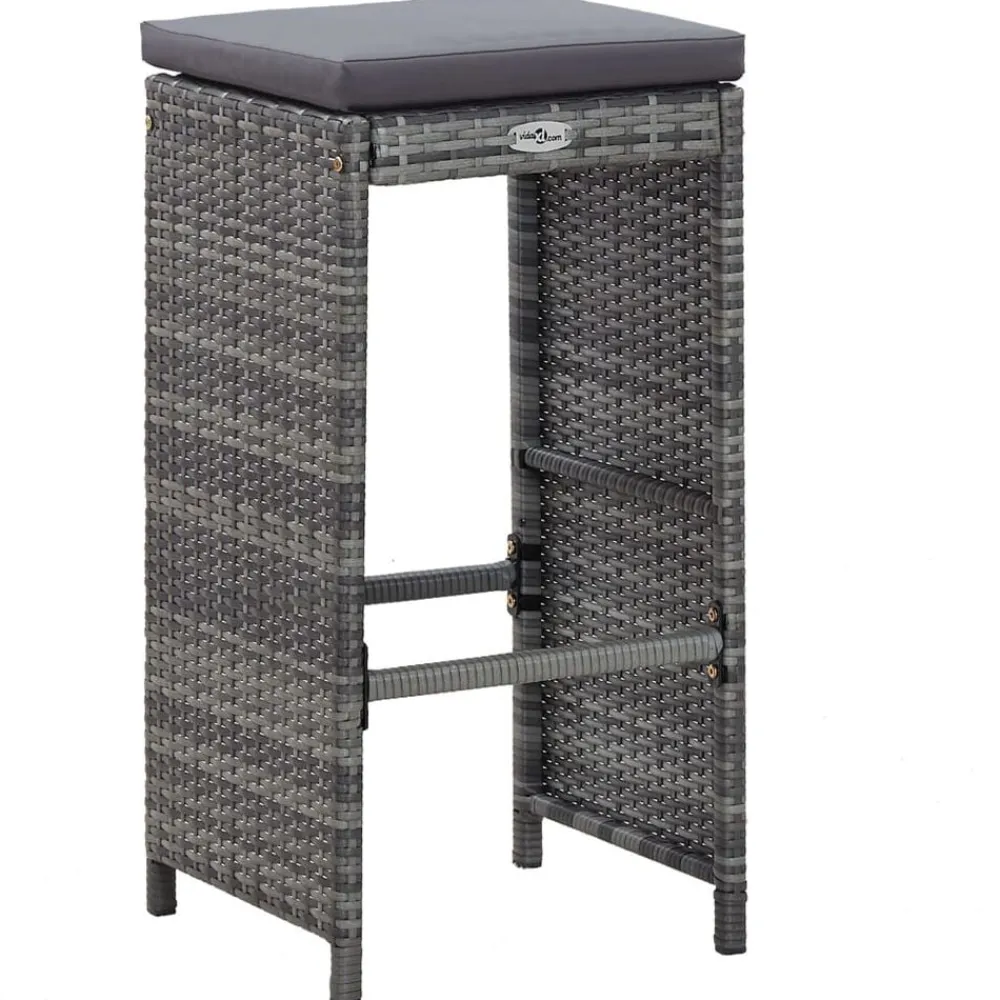 vidaXL Mesa y sillas de bar jardín 7 pzas cojines ratán sintético Gris Clearance