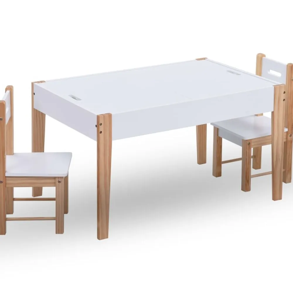 Niños vidaXL Mobiliario Para Bebés Y Niños Pequeños-Mesa y sillas infantiles 3 pzas con pizarra negro y blanco