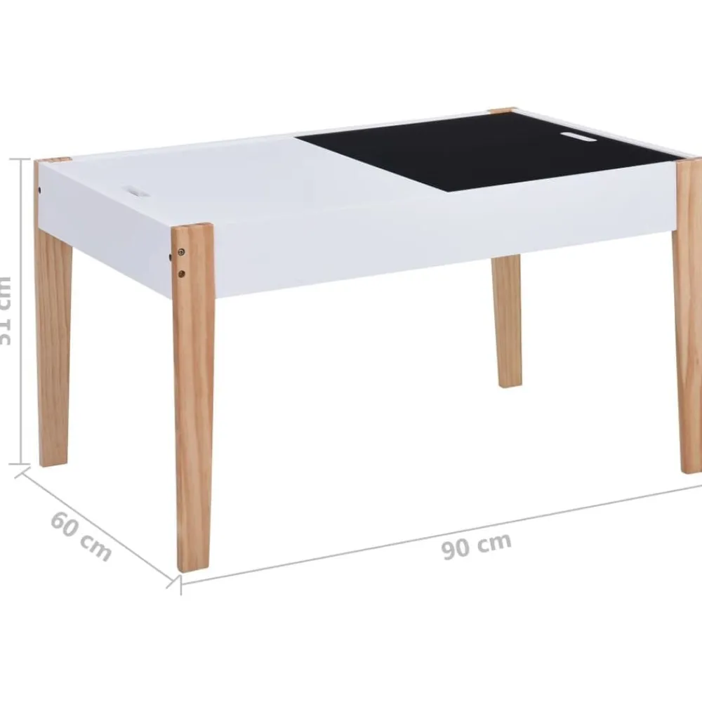 Niños vidaXL Mobiliario Para Bebés Y Niños Pequeños-Mesa y sillas infantiles 3 pzas con pizarra negro y blanco