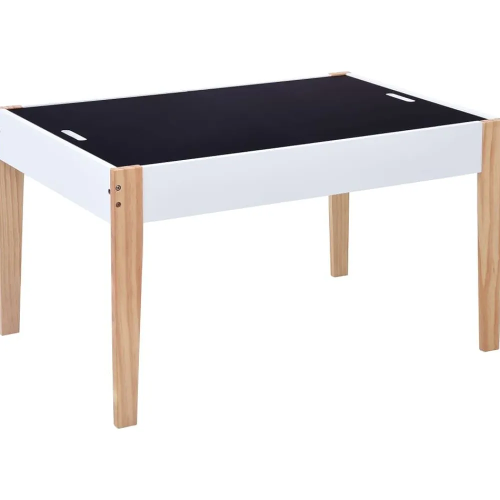 Niños vidaXL Mobiliario Para Bebés Y Niños Pequeños-Mesa y sillas infantiles 3 pzas con pizarra negro y blanco