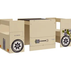 Niños vidaXL Mobiliario Para Bebés Y Niños Pequeños-Mesa y sillas infantiles 3 pzas diseño coche todoterreno MDF