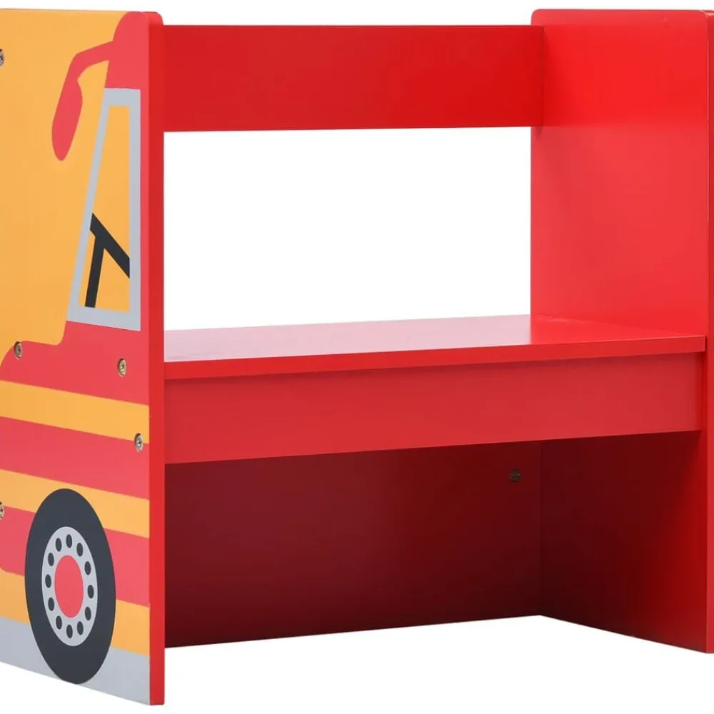 vidaXL Mesa y sillas infantiles 3 pzas madera forma de camión bomberos Clearance