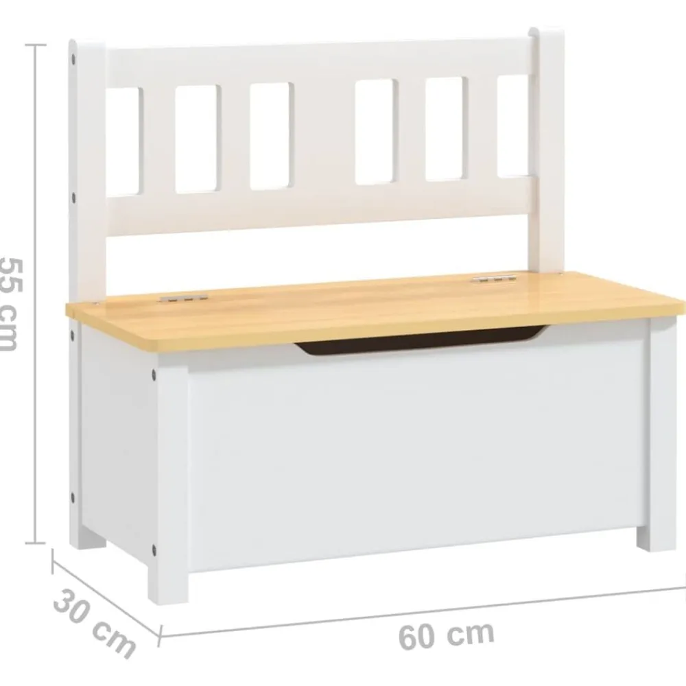 vidaXL Mesa y sillas infantiles 4 piezas MDF Blanco y beige
