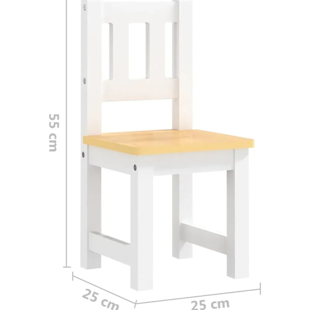 vidaXL Mesa y sillas infantiles 4 piezas MDF Blanco y beige