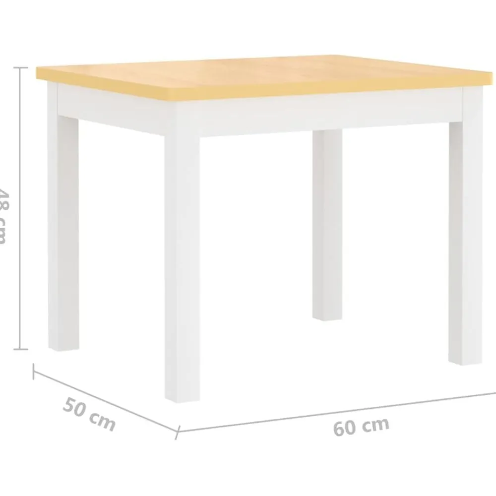 vidaXL Mesa y sillas infantiles 4 piezas MDF Blanco y beige
