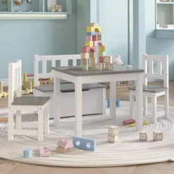 Niños vidaXL Mobiliario Para Bebés Y Niños Pequeños-Mesa y sillas infantiles 4 piezas MDF