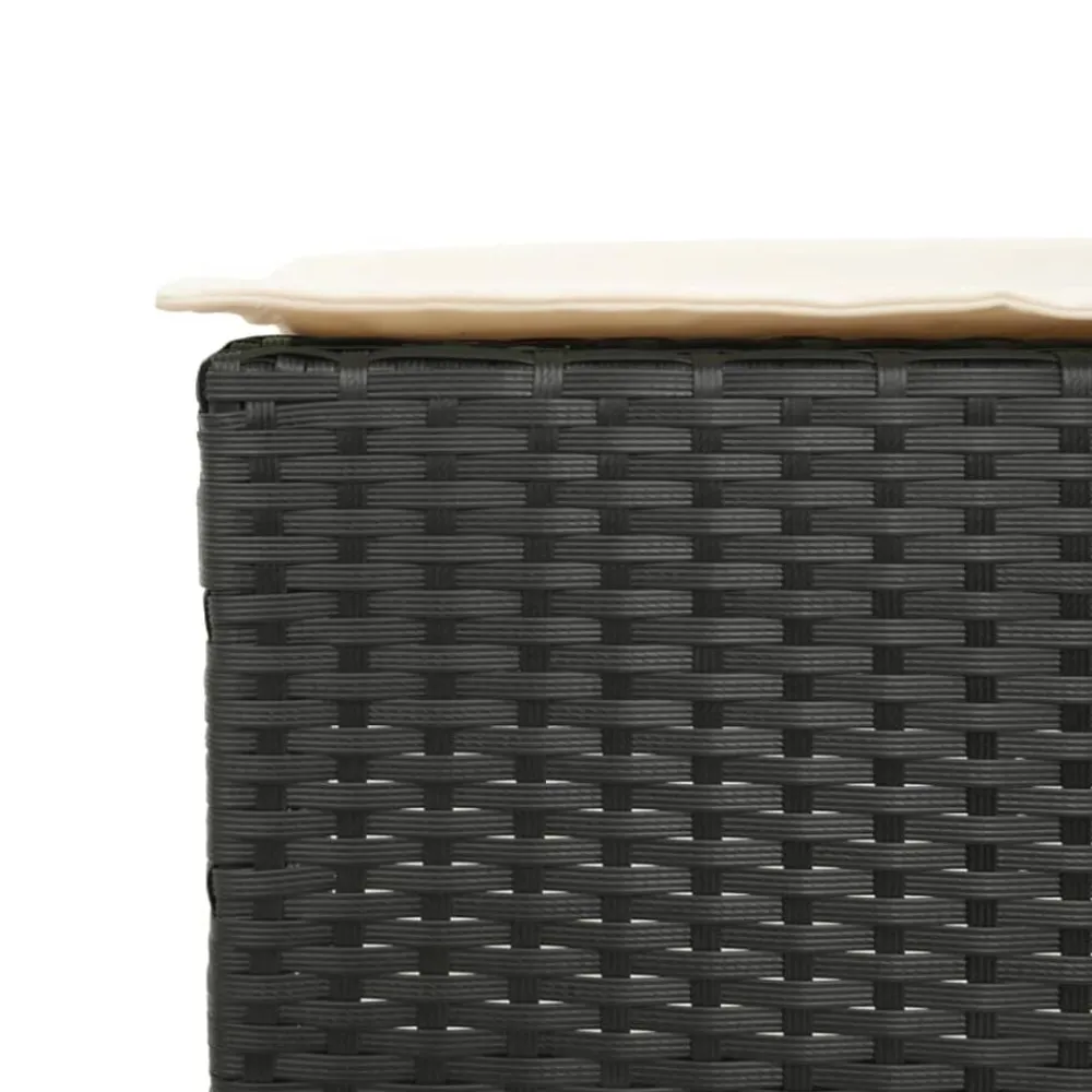 vidaXL Mesa y taburetes altos jardín 5 pzas y cojines ratán PE Negro Discount