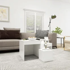 vidaXL Mesas-Mesas apilables 3 piezas madera contrachapada