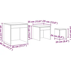 vidaXL Mesas apilables 3 pzas madera contrachapada color Roble artisan New