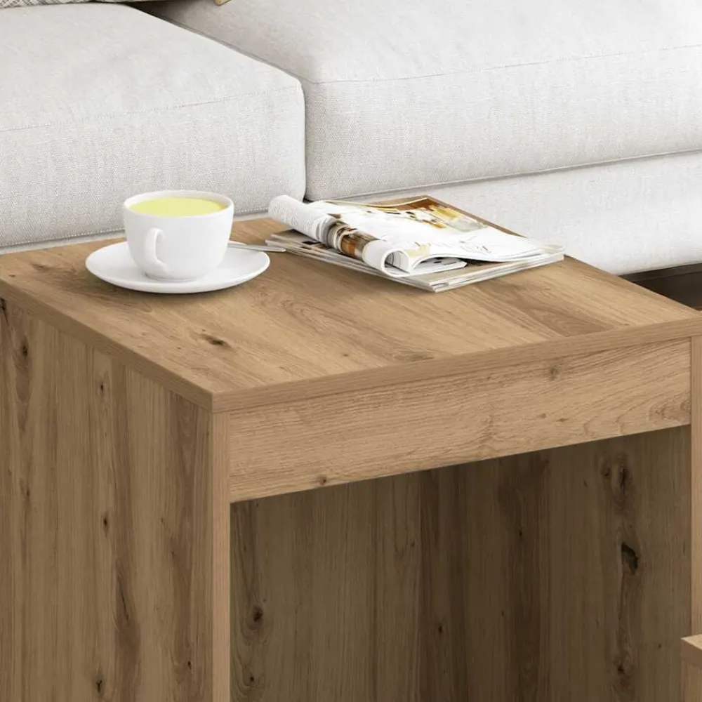 vidaXL Mesas apilables 3 pzas madera contrachapada color Roble artisan New
